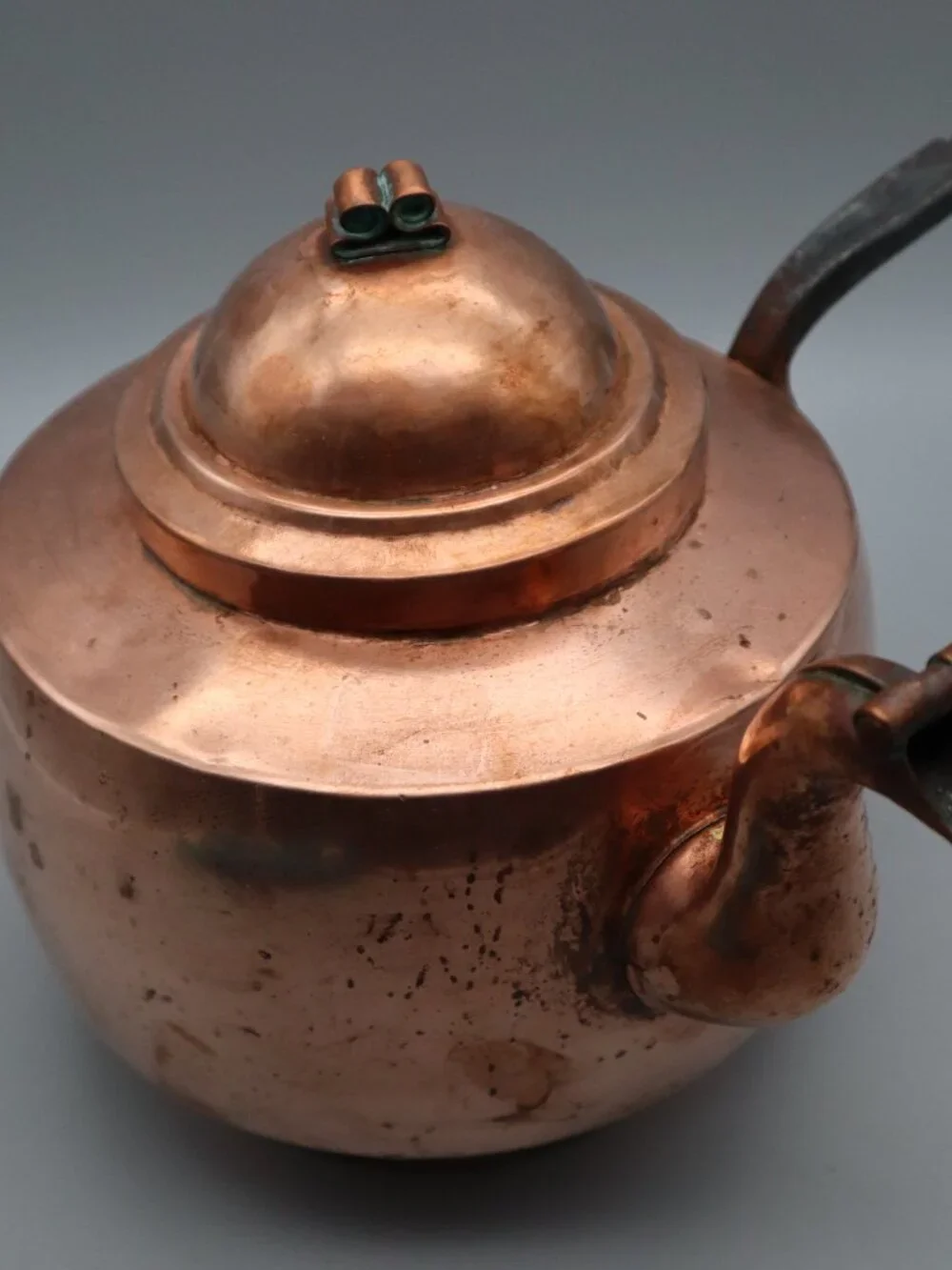 Antique 19th Century French-style Copper Kettle w/ Forged Iron Handle